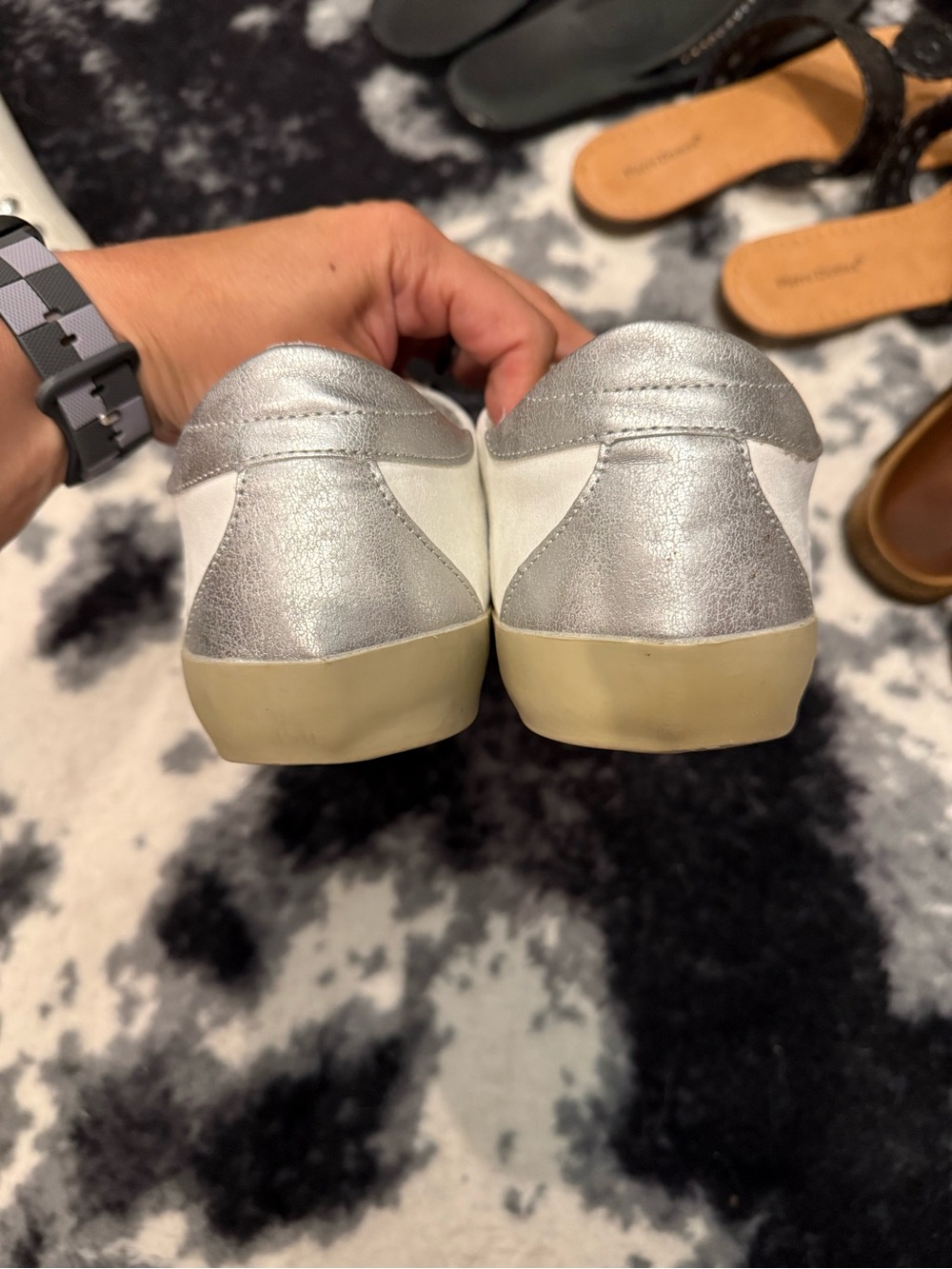 ShuShop Silver Glitter Star Sneakers with White Trim - Picture 3 of 4